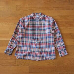 Uniqlo Ines De La Fressange Shirt Womens Small Multicolor Plaid Pintuck Linen S